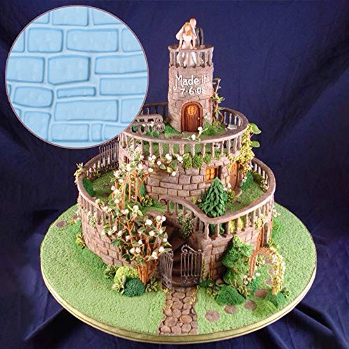 JOERSH 6 Pack Fondant Texture Mats Wood Grain Brick Castle Wall Cobblestone Texture Design Mold Fondant Molds for Clay, Chocolate, Fondant Cake Embossed Impression Sheets