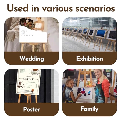 Heavy Duty A-Frame Wood Easel Stand - Adjustable Studio Easel Holds Large Canvas, Mirror, Wedding Sign Up to 90 Inches, Floor Display Easel for Artists & Events, Natural Beechwood