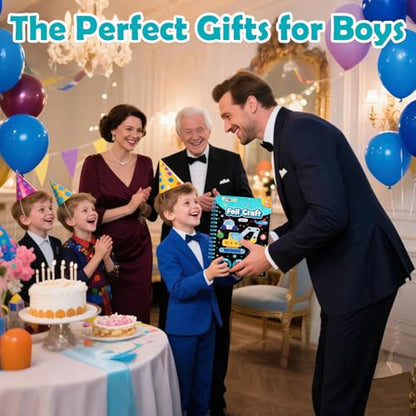 FUNNYB&G Foil Art Craft Kit for Boys 4-10 Years Old: Mess-Free & No-Glue, Create 16 Sparkly Vehicle Pictures – Perfect Travel Toy & Birthday Gift for Kids (Vehicle) - style: Vehicle