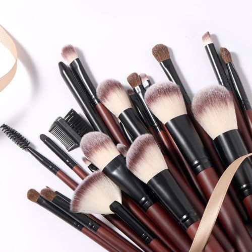 Makeup Brushes Premium Synthetic Foundation Powder Concealer Blending Blush Contour Eyeshadow Eyeliner 26Pcs Makeup Brush Set Red for Women Girl with 2 PU Leather Bags