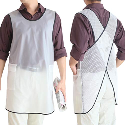 NEWGEM Waterproof Apron with Pockets for Women Cooking Painting Baking Gardening - color: White Transparent