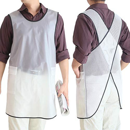 NEWGEM Waterproof Apron with Pockets for Women Cooking Painting Baking Gardening - color: White Transparent