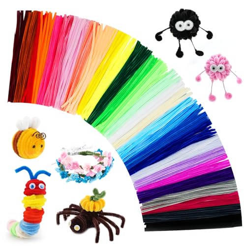 300PCS Pipe Cleaners Craft, Pipe Cleaners Bulk for Arts and Crafts Supplies Multi-Color Chenille Stems DIY Project Room Decor,Christmas Decorations Creative Toys Gift (12inch*6mm,30colors) - size: 300 PCS