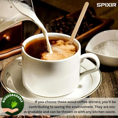 Coffee Stirrers Disposable Wooden Coffee Stir Sticks - Round-End Birchwood 5.5 Inches Large Wooden Stir Sticks - Pack of 2000 Wood Stir Sticks - style: 5.5 Inches - Pack of 2000