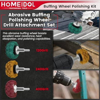 Polishing Wheel Kit 13pcs Buffing Wheels Cotton Abrasive Polishing Kit for Rotary Tools, Buffing Pads for Drill for Metal, Aluminum Wheel Polishing Kit for Chrome Wood Plastic Ceramic Glass - style: Style 1