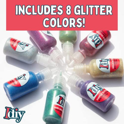 IDIY Glitter Fabric Paint Set - 8 Colors Permanent 3D Fabric Paint for Clothes, Canvas, Wood, Glass & Rock Painting - Non Toxic & Washable for Kids Arts & Crafts, Summer Camp Activities & DIY Projects - color: Glitter