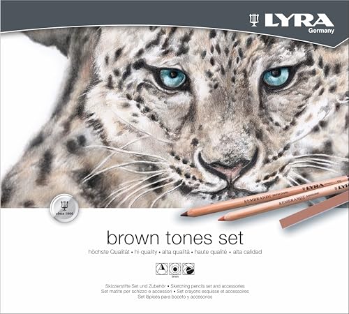 Lyra Rembrandt Brown Tones Set - Assortment of Pencils Hard Pastels Charcoal and Accessories for Artists and Students of All Ages - Versatile Drawing Set for Sketching and Designing and More