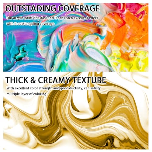 SNOWSUN Acrylic Paints, Large Bulk Heavy Body Acrylic Paint (42.4 oz, 1L) - Non Toxic Gloss Thick Art Paint for Multi-Surface, Ideal for Canvas Wood Ceramic Fabric and Leather, Stone Craft, for Artists & Beginners, Earthy Yellow - color: Earthy Yellow