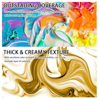 SNOWSUN Acrylic Paints, Large Bulk Heavy Body Acrylic Paint (42.4 oz, 1L) - Non Toxic Gloss Thick Art Paint for Multi-Surface, Ideal for Canvas Wood Ceramic Fabric and Leather, Stone Craft, for Artists & Beginners, Earthy Yellow - color: Earthy Yellow