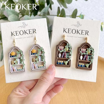 Keoker Back to School Polymer Clay Cutters, 14 Shapes Polymer Clay Bookshelf Cutters