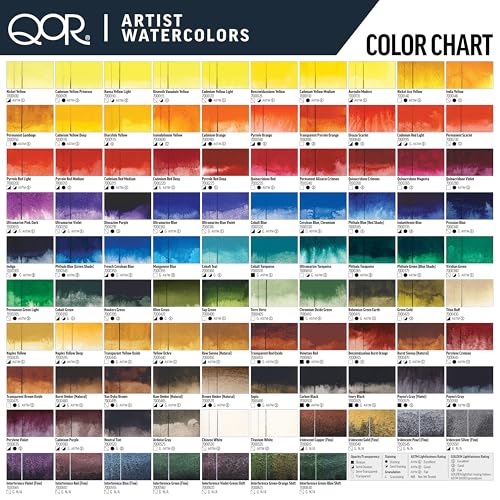QoR Reflective Half Pan Set by GOLDEN, 6 Half Pan Watercolors, Professional Watercolor Paint Set