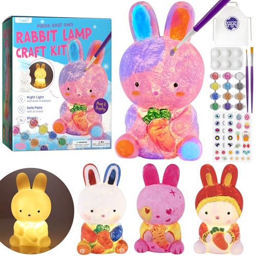 LAOESE Paint Your Own Bunny Lamp Kit, Art Supplies Painting Kits for Kids, Arts and Crafts for Kids Ages 8-12, Bunny Toys Girls Boys Birthday Gifts for Kids Ages 3 4 5 6 7 8 9 10 11 12+ - style: Bunny