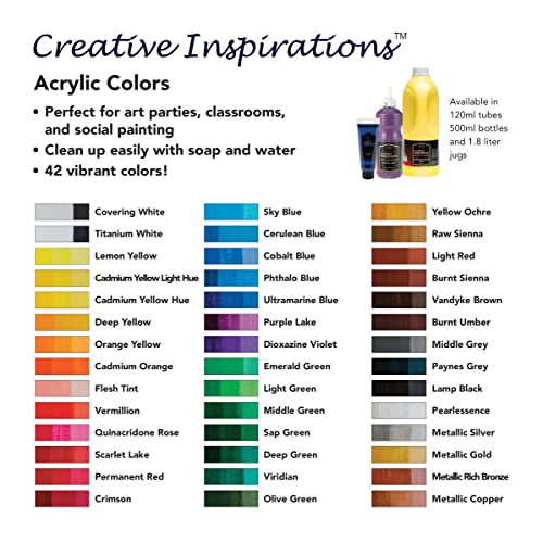 Creative Inspirations Acrylic Paint - Lemon Yellow - 500 mL Bottle - Smooth & Creamy Consistency, Vibrant Pigmentation, Great Coverage for Artists - Clean Up with Soap & Water - color: Lemon Yellow, size: 16.91 Fl Oz (Pack of 1)