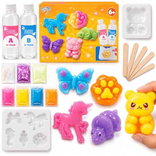 Carolart Squishy Making Kit, DIY Squishies Maker, Craft Kits for Kids | DIY squishy toys with fast curing nonsticky material, STEM arts & crafts activity kit, gift for girls and boys ages 6-12