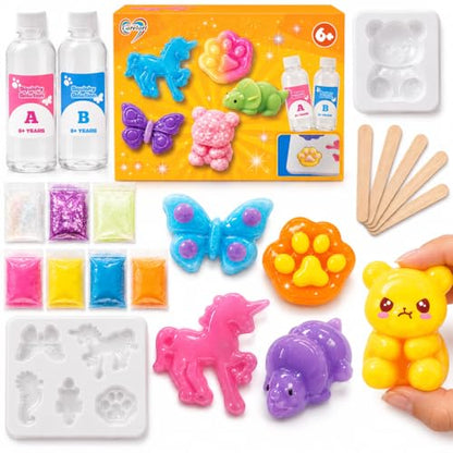 Carolart Squishy Making Kit, DIY Squishies Maker, Craft Kits for Kids | DIY squishy toys with fast curing nonsticky material, STEM arts & crafts activity kit, gift for girls and boys ages 6-12