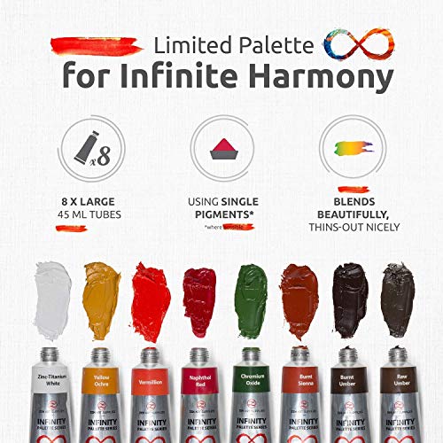 ZenART Non-Toxic Oil Paint Set for Professional Artists - 3 x 8 x 45ml Tubes - Bundle of Portrait, Essential and Impressionist Palette of Eco-friendly Paint with Exceptional Pigment and Lustrous Sheen