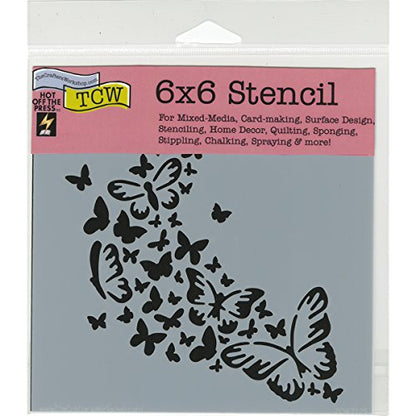 The Crafters Workshop Butterfly Trail Stencil, Transparent, 6 x 6-Inch (18 x 16 x 0.1 cm) - style: Butterfly Trail