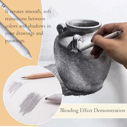 Hodyludy 48 Pcs Blending Stumps and Tortillions, Oil Pastel Blending Pencils, Paper Art Blenders Sticks, Sketch Shading Pencils for Students, Artists, Charcoal & Drawing Supplies