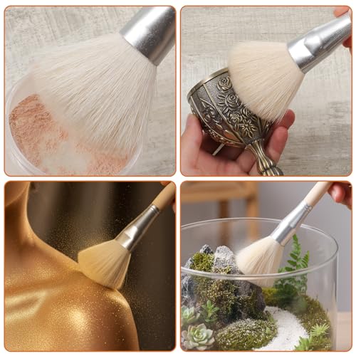 ElevateTech Gilding Brush Set, 7 Pcs Goat Hair Blend Mop Brush Set with Color Palette for Acrylic Painting Professional Blending Brushes for Gouache Watercolor Oil Face Body Art Painting Gold foil
