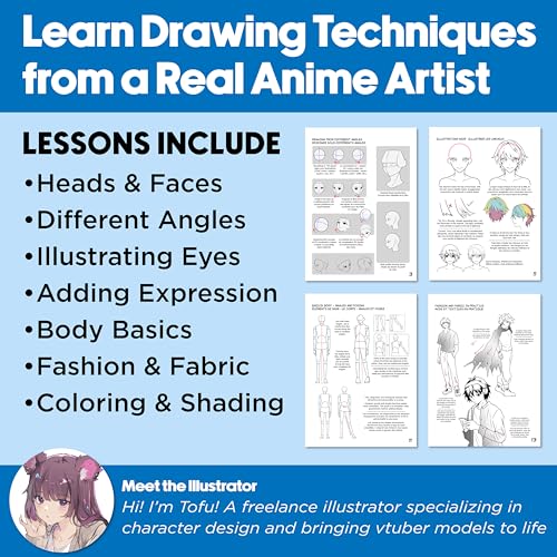 Faber-Castell Anime Drawing Kit: Shonen Edition | Step-by-Step Instruction Book with 20 Practice Pages, Color Pencil Set & Drawing Supplies for Kids, Summer Craft Supplies (1 Book) - style: Shonen Edition