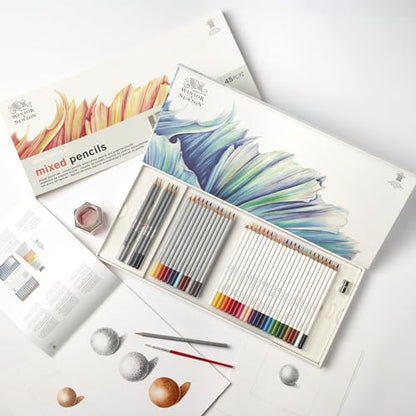 Winsor & Newton Studio Collection Artist Pencils, Mixed Pencil Box Set, 45 piece - style: 45 Piece Mixed Pencil Set