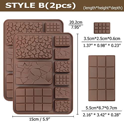 6 boards (42 pcs) Chocolate Mold, VEINARDYL Silicone Break-Apart Waffle Molds, Non-Stick Thick Protein and Energy Bar Mold for Fondant Candy Wax Melt DIY Handmade Gifts