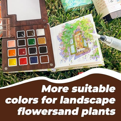 Watercolor Paint Set, Pocket Artist Set with Palette, Storage Bag, and Metal Clip, Suitable for art enthusiasts(B) - color: B