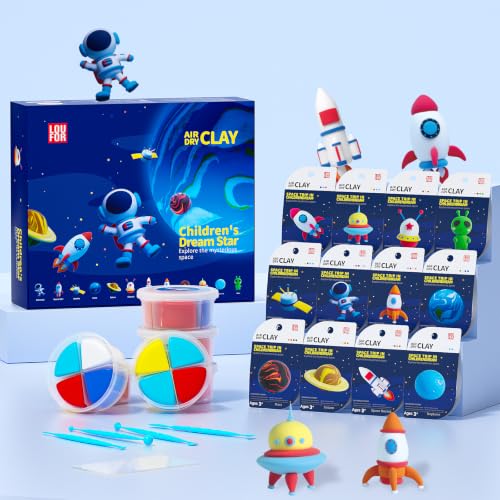 LOUFOR Air Dry Clay Kits - Modeling Clay for Kids, Ultra Light & Soft, Safe & Non-Toxic, 12 Boxes DIY Model Magic Clay with Sculpting Tools & Tutorials, Creatible Art Crafts Toys Gifts Boys Girls - color: #05-Children's Drem Star