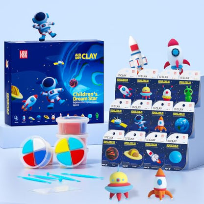 LOUFOR Air Dry Clay Kits - Modeling Clay for Kids, Ultra Light & Soft, Safe & Non-Toxic, 12 Boxes DIY Model Magic Clay with Sculpting Tools & Tutorials, Creatible Art Crafts Toys Gifts Boys Girls - color: #05-Children's Drem Star