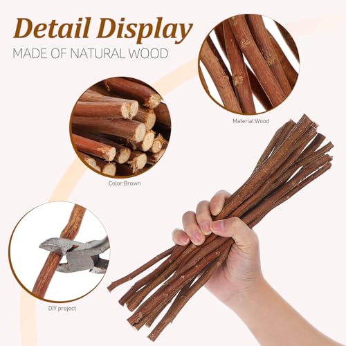 50 PCS Wood Log Sticks for Crafts,12 Inch DIY Twigs Sticks Natural Unfinished Wood Branches for Rustic Home Decor Fairy Gardens School Projects Photo Props - 0.4" Diameter Round Twigs