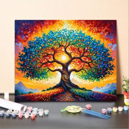 ldazao Tree of Life Paint By Numbers for Adults Beginner Stained Glass Painting Kit Color By Numbers for Adults Canvas DIY Acrylic Adults' Paint-By-Number Kits 20 X 16 Inches - color: SZ0015
