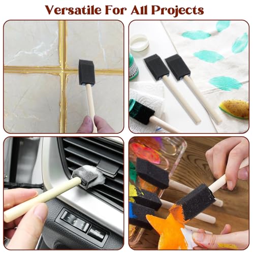 150 Pcs 1 Inch Foam Paint Brushes, Bulk Wood Handle Sponge Brushes for Painting, Staining, Varnishing, Crafts & DIY Projects