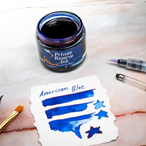 Private Reserve Premium Fountain Pen Ink, 60ml Bottle, American Blue | Premium fountain pen ink with smooth flow, rich color, and reliable everyday writing performance. - color: American Blue