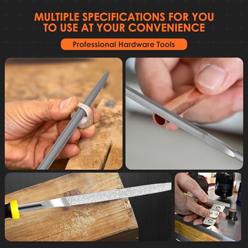 Small File Set, Needle Diamond File 13PCS, 6pcs Jewlers Files & 6pcs Steel Files Precision Metal Work, Woodworking, Plastic Carving Tool with Steel Brush and Carry Case - color: Black-13pcs