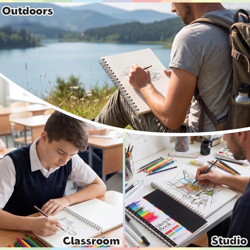 5.5" x 8.5" Small Sketch Book, 2 Pack Mini Sketchbook Drawing Pad, 68lb/100gsm Spiral Bound Sketch Book for Kids Students Beginner Artists Drawing Painting Sketching - size: 5.5x8.5