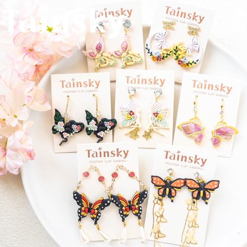 TAINSKY Butterfly Polymer Clay Cutters, 14 Shapes Earring Cutters for Polymer Clay Making
