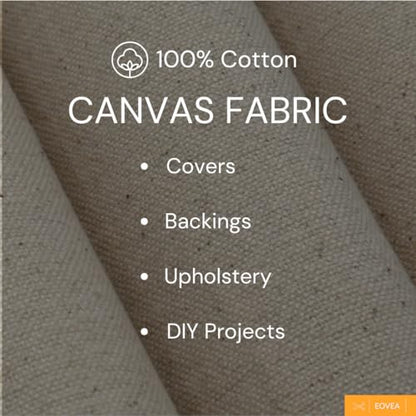 Eovea | Canvas Fabric | Cotton Duck | 100% Cotton | 7oz Medium Weight | 60" Wide | Tote Bags, Curtains, Tablecloths, Arts & Crafts, Backings (7oz, 1 Yard) - color: 7oz Natural, size: 1 Yard