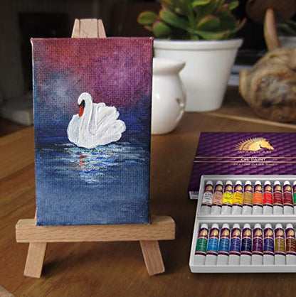 MyArtscape Supplies Paint Bundle - Oil Paint Set - 12ml x 24 Tubes - Lightfast - Heavy Body - Oil-based Colors - with Artist Quality Miniature Paint Brushes with Holder