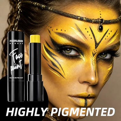 Yellow Face Paint Stick Waterproof Eye Black Smooth SmudgeProof Body Paint High Pigment for Sports Events Halloween SFX Makeup Sun Creature Cartoon Hero and Bright Character Looks - color: Yellow