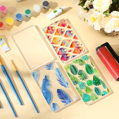 Threlaco 8 Pack Monoprinting Print Plates 5 x 3 Inch Reusable Silicone Plate Class Printing Plates for Press Art Printmaking for Card Making, Scrapbooking, Art Craft Scrapbooking and Journaling - size: 5 x 3 Inch