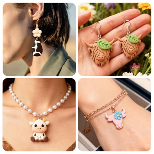 12Pcs Cow Polymer Clay Cutters Flower Clay Earrings Cutters Polymer Jewelry Cutter for Earrings Making Party Festival DIY Supplies - color: Cow