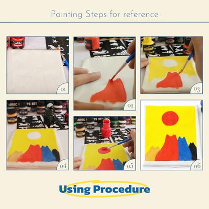 Fabric Paint Set, 12 Vibrant Colors Permanent Textile Paint (25ml/0.88oz) with Brushes & Stencils, Non-Toxic Water-Based Paint for T-Shirts, Bags & DIY Art Projects - color: 12colors