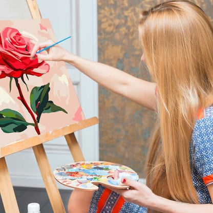 Offito Framed Paint by Numbers Kit for Adults Beginners & Kids Ages 8-12, Rose Flower Acrylic Easy Paint by Number with Frame, Number Painting Kits on Canvas Framed (12 * 12 Inch, Without Easel) - color: BOP1PF12, size: 12 x 12 Inch