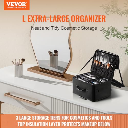VEVOR Makeup Train Case Professional Makeup Storage Organizer Box Make Up Carrier for Women and Girls - style: Rolling Makeup Bag