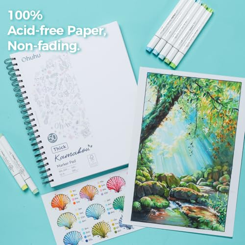 Ohuhu Markers + Bleedproof Marker Pad 9"x12"