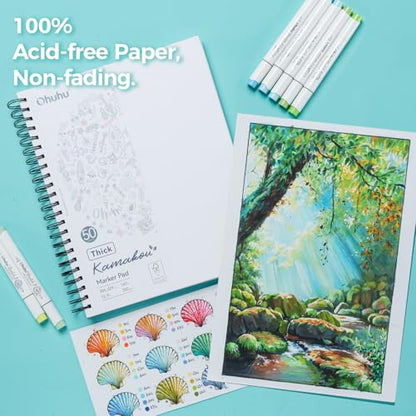 Ohuhu Markers + Bleedproof Marker Pad 9"x12"
