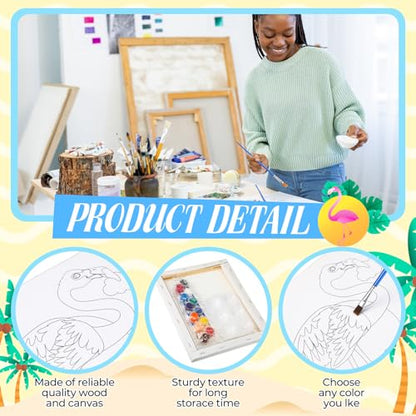 Zhanmai 72 Pcs 12 Sets Sip and Paint Kit Pre Drawn Canvas for Painting 8" x 10" Paint Party Canvas Painting Pre Printed Canvases for Party Favor DIY Virtual Adult's Date Night(Hawaii Flamingo) - style: Flamingo