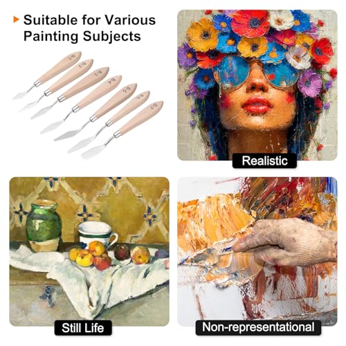 HARFINGTON Palette Knives Painting Tool 6.69" Stainless Steel Blade Spatula Painting Pallet Knife Wood Handle for Oil Acrylic Canvas Color Mixing - size: 10mmx170mm