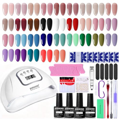 JODSONE 36Pcs Gel Nail Polish Kit with U V Light Crystal Transparent Classic Color 4 Functional Gel for All Seasons - color: 32COLOOR-KIT