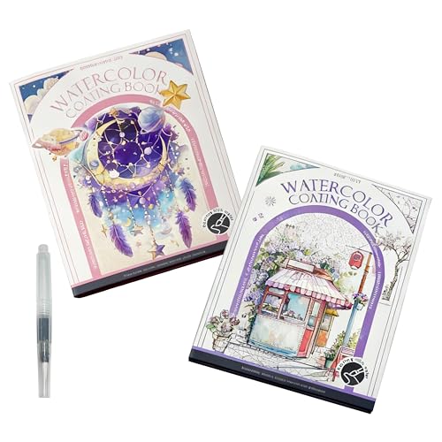 JURHSDEGD 2-Pack Breathly Watercolor Paint Kit for Travel, 3-Fold All-in-One Painting Book for Adults & Beginners - color: 12 color
